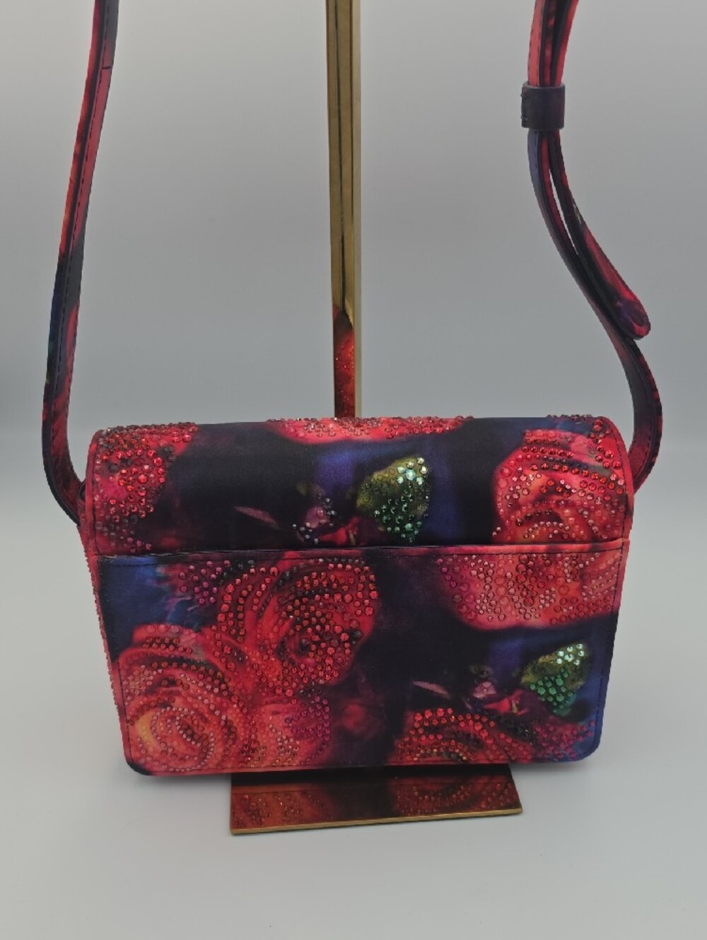 Christian Louboutin Loubi54 Crepe Satin Roses Small Crossbody (NWT)COA💙🌹💙 - Picture 14 of 16